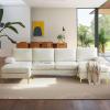 imageVINGLI 110quot Large Ushape Sectional Sofa Couch with 51quotD Double Chaise for Living Room Modern Sectional Couch Set with Soft 59quot Thickness Seating Padding Chenille Fabric Metal Gold LegsRich CyanBeige