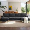 imageVINGLI 110quot Large Ushape Sectional Sofa Couch with 51quotD Double Chaise for Living Room Modern Sectional Couch Set with Soft 59quot Thickness Seating Padding Chenille Fabric Metal Gold LegsRich CyanBlack
