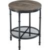imageVINGLI 20quot Side Table Round End Tables Living Room Industrial Small End Table with Metal Mesh Rustic Farmhouse Side Tables for Bedroom Office Corner Walnut