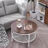 imageVINGLI 256quot Rustic Oak White Round Farmhouse Coffee Table 2Tier Storage Wood Center Circle Accent Table for Living Room Bedroom Apartment Studio and Small Spaces Sturdy Metal FrameMetalrustic Oak