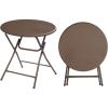 imageVINGLI 32quot Round Folding Commercial Banquet Table Portable Plastic Coffee Card Dining Table for Kitchen or Outdoor Party Wedding Event 1 Pack BrownBrown