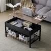 imageVINGLI 36quot Lift Top Coffee Table with Free Cloth Storage Bins White Walnut Framhouse Coffee Tables for Living Room Small Modern Coffee Table for Small Space in Minimalistic Style Dark WalnutRustic Greyblack