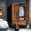 imageVINGLI 38quot W Armoire Wardrobe Closet with Hanging Rod Bedroom 71quot Freestanding Wardrobe Cabinet with Doors Adjustable Shelves and Drawer Open Compartment Rustic BrownRustic Brown