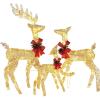 imageVINGLI 3Piece Lighted Christmas Reindeer Family Set Outdoor Decorations Weather Proof Deer Family Set of 3 Christmas Ornament Home Decor Prelit 270 LED Lights with Stakes Zip Ties SecuredGold