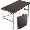 imageVINGLI 4 FT Plastic Folding Camping Table3Level Adjustable Height Portable inOutdoor Party Picnic Dining Desk Garden Soccer Multipurpose Entertaining ActivitiesWhiteBrown