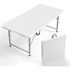 imageVINGLI 4 FT Plastic Folding Camping Table3Level Adjustable Height Portable inOutdoor Party Picnic Dining Desk Garden Soccer Multipurpose Entertaining ActivitiesWhiteWhite