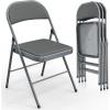 imageVINGLI 4 Pack Folding Chairs with Padded Seats Metal Frame with Pu Leather Seat ampamp Back Capacity 350 lbs Set of 4 BlackGrey