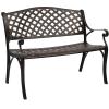 imageVINGLI 405quot Patio Garden BenchAnti Rust Cast Iron Cast Aluminum Frame for Outdoor Path Yard Lawn Work Entryway Decor Deck BlackBrown