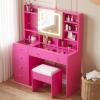 Glass Top & 5-Drawers & Mirror Cabinet