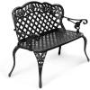 imageVINGLI 425quot Outdoor Bench Antique Cast Aluminum Front Porch Bench Metal Garden Benches Cast Iron Benches 23 People Seating BlackBlack