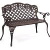 imageVINGLI 425quot Outdoor Bench Antique Cast Aluminum Front Porch Bench Metal Garden Benches Cast Iron Benches 23 People Seating BlackBronze