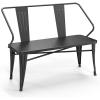 imageVINGLI 45 Outdoor Metal Bench Industrial Dining Bench with Removable Backrest 23 Person Weatherproof Vintage Porch Bench for Kitchen Balcony GardenBlack