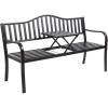 imageVINGLI 59quot Outdoor Metal Bench Patio Bench with Built in Table Park Bench Garden Bench Outside Benches Weather Proof Front Porch Bench for Yard Lawn Decor DeckMetal