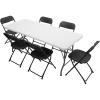 imageVINGLI 6 FT Plastic Folding Table Set with 8 Black Folding Chairs for Picnic Event Training Outdoor Activities at Home and Commercial Use1 table6 chairs
