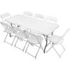 imageVINGLI 6 FT Plastic Folding Table Set with 8 White Folding Chairs for Picnic Event Training Outdoor Activities at Home and Commercial Use9 Pieces