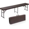 imageVINGLI 6 feet Plastic Folding BenchPortable inOutdoor Picnic Party Camping Dining Seat Garden Soccer Multipurpose Entertaining Activities Smooth HDPE Tabletop 1 Pack WhiteBrown