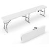 imageVINGLI 6 feet Plastic Folding BenchPortable inOutdoor Picnic Party Camping Dining Seat Garden Soccer Multipurpose Entertaining Activities Smooth HDPE Tabletop 1 Pack WhiteWhite
