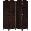 imageVINGLI 6Panels Tall Rattan Room Divider 6 FT Folding Privacy Screen Indoor Partition Wall Dividers Freestanding Hinged Space Separator Dark BrownDark Brown