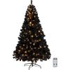 imageVINGLI 6ft Black Prelit Artificial Christmas Pine Tree with 250 Warm White Lights Xmas Tree Holiday Party Decorations with Sturdy Metal Stand Full 900 Tips Branch 8 Color Modes