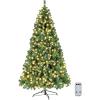 imageVINGLI 6ft Green Prelit Artificial Christmas Pine Tree with 250 Warm White Lights Xmas Tree Holiday Party Decorations with Sturdy Metal Stand Full 900 Tips Branch 8 Color Modes