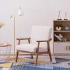 imageVINGLI Accent ChairUpholstered Sofa Chair Mid Century Modern ChairWooden Armchair Accent Chair Fabric Lounge Chair for Living RoomBeige