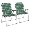 imageVINGLI Aluminum Patio Lawn Chairs Folding Set of 2 with Detachable Cup Holder Webbed Beach Chair Folding Chair Outdoor Portable Camping Chair for Yard Garden Blue alulawnchairDark Green