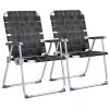 imageVINGLI Aluminum Patio Lawn Chairs Folding Set of 2 with Detachable Cup Holder Webbed Beach Chair Folding Chair Outdoor Portable Camping Chair for Yard Garden Blue alulawnchairBlack