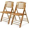 imageVINGLI Bamboo Folding Chair Foldable Dining Wood Chairs Comfortable Seat for Outdoor ampamp Indoor Patio Porch Wedding Party Event 2 PackSet of 2