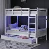 imageVINGLI Bunk Bed Twin Over Twin with 2 Storage DrawersRGB LEDCharging Station Convertible Solid Wood Bunk Bed Frame with Ladders WhiteWhite