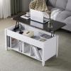 imageVINGLI Farmhouse Lift Top Coffee Table Rustic Grey with Storage ShelfHidden Compartment Mesa De Centro para SalaWhite Brown