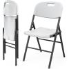 imageVINGLI Folding Chairs Heavy Duty Foldable Chair Portable HDPE Plastic Seat with Steel Frame for Indoor Outdoor Dinning Party Wedding School Use White 4 PackWhite