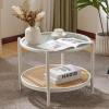 imageVINGLI Glass Coffee Table30quot Round Coffee Table Black Coffee Tables for Living Room 2Tier Clear Glass Top Side Table with Storage Simple ampamp Modern Center Table Mesa de Centro para SalaWaterwaveround Rattan White