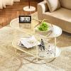 imageVINGLI Glass Coffee Table30quot Round Coffee Table Black Coffee Tables for Living Room 2Tier Clear Glass Top Side Table with Storage Simple ampamp Modern Center Table Mesa de Centro para SalaClearoval Beige
