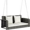 imageVINGLI Heavy Duty 800 LBS Wicker Hanging Porch Swing with Cushions ampamp Chains 4FT Outdoor Rattan Swing Bench for Garden Yard Lawn BlackBlueGray