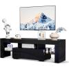imageVINGLI LED TV Stand 67 Modern Entertainment Center with LED Lights and Storage for 65707585 Inch TV White 67 x 14 x 16Black