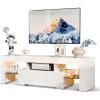 imageVINGLI LED TV Stand 67 Modern Entertainment Center with LED Lights and Storage for 65707585 Inch TV White 67 x 14 x 16White