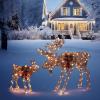 imageVINGLI Lighted Christmas Reindeer Family Set Outdoor Decorations Prelit 270 LED Lights Weather Proof Gold Deer Family Set of 3 Indoor Home Outdoor Yard Decor2 PCS SetBrown Moose Family