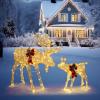 imageVINGLI Lighted Christmas Reindeer Family Set Outdoor Decorations Prelit 270 LED Lights Weather Proof Gold Deer Family Set of 3 Indoor Home Outdoor Yard Decor2 PCS SetGolden Moose Family