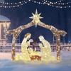 imageVINGLI Lighted Outdoor Nativity Scene 6ft Nativity Sets for Christmas Christmas Holy Family Yard Decoration w 190 LED Lights Stakes Zip TiesBrown
