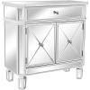 imageVINGLI Mirrored Cabinet Mirrored Nightstand Mirrored Dresser Accent Chest Large Mirror Nightstand with 1 Drawer and Two Doors 275W x 134D x 275H Mirror