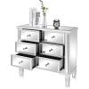 imageVINGLI Mirrored Dresser for Bedroom with 6 Storage Drawer Modern Chest of Drawers Silver 32L x 12W x 28H