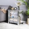 imageVINGLI Mirrored Nightstand Set of 2 Mirrored SideEnd Table for Living Room Glass Silver Nightstand Crushed Glass Mirror Night Stand Contemporary Night Table Mirror Bedroom Furniture Set23W x 138D x 248H