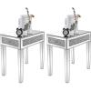 imageVINGLI Mirrored Nightstand Set of 2 Narrow Side Table with Drawer Glass Accent TableSilver2 Pack