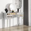 imageVINGLI Mirrored Vanity Desk with 5 Drawers Modern Console TableSofa TableMakeup Table Silver 41 x 14 x 305Drawer Desk