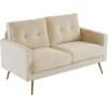 imageVINGLI Modern White Accent Chair for Living Room Bedroom Tufted Back Sofa ChairFaux Sherpa Comfy Arm Chair Reading Chair with Golden Metal LegsDeep Seat for OfficeApartmentSmall SpaceBeige Corduroy