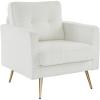 imageVINGLI Modern White Accent Chair for Living Room Bedroom Tufted Back Sofa ChairFaux Sherpa Comfy Arm Chair Reading Chair with Golden Metal LegsDeep Seat for OfficeApartmentSmall SpaceWhite faux Sherpa