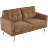 imageVINGLI Modern White Accent Chair for Living Room Bedroom Tufted Back Sofa ChairFaux Sherpa Comfy Arm Chair Reading Chair with Golden Metal LegsDeep Seat for OfficeApartmentSmall SpaceKhaki Corduroy