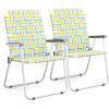 imageVINGLI Patio Lawn Webbed Folding Chairs 1 Piece Outdoor Beach Chair Portable Dining Chair for Outdoor Yard Garden Blue ClassicYellow