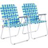imageVINGLI Patio Lawn Webbed Folding Chairs Set of 2 Outdoor Beach Chair Portable Dining Chair for Yard Garden Red ClassicBlue