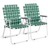 imageVINGLI Patio Lawn Webbed Folding Chairs Set of 2 Outdoor Beach Chair Portable Dining Chair for Yard Garden Red ClassicDark Green